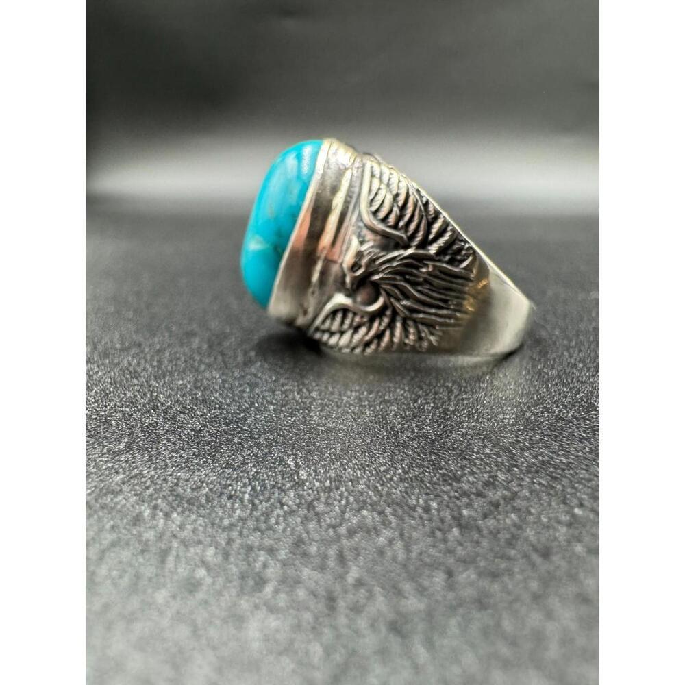 Vintage Navajo Turquoise Sterling Silver Ring Arthur J Williams Cabochon 12.69g - Picture 2 of 9